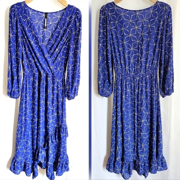 Anthropologie x Plenty by Tracy Reese Aleah Blue & White Floral Midi Dress - Picture 5 of 15